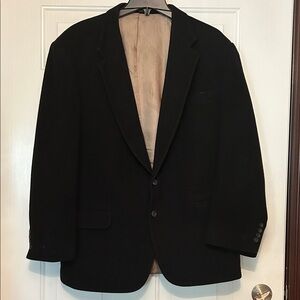 Stafford Wool Camel Hair 2-Button Classic Blazer Sports Coat Sz 48 Black Vintage